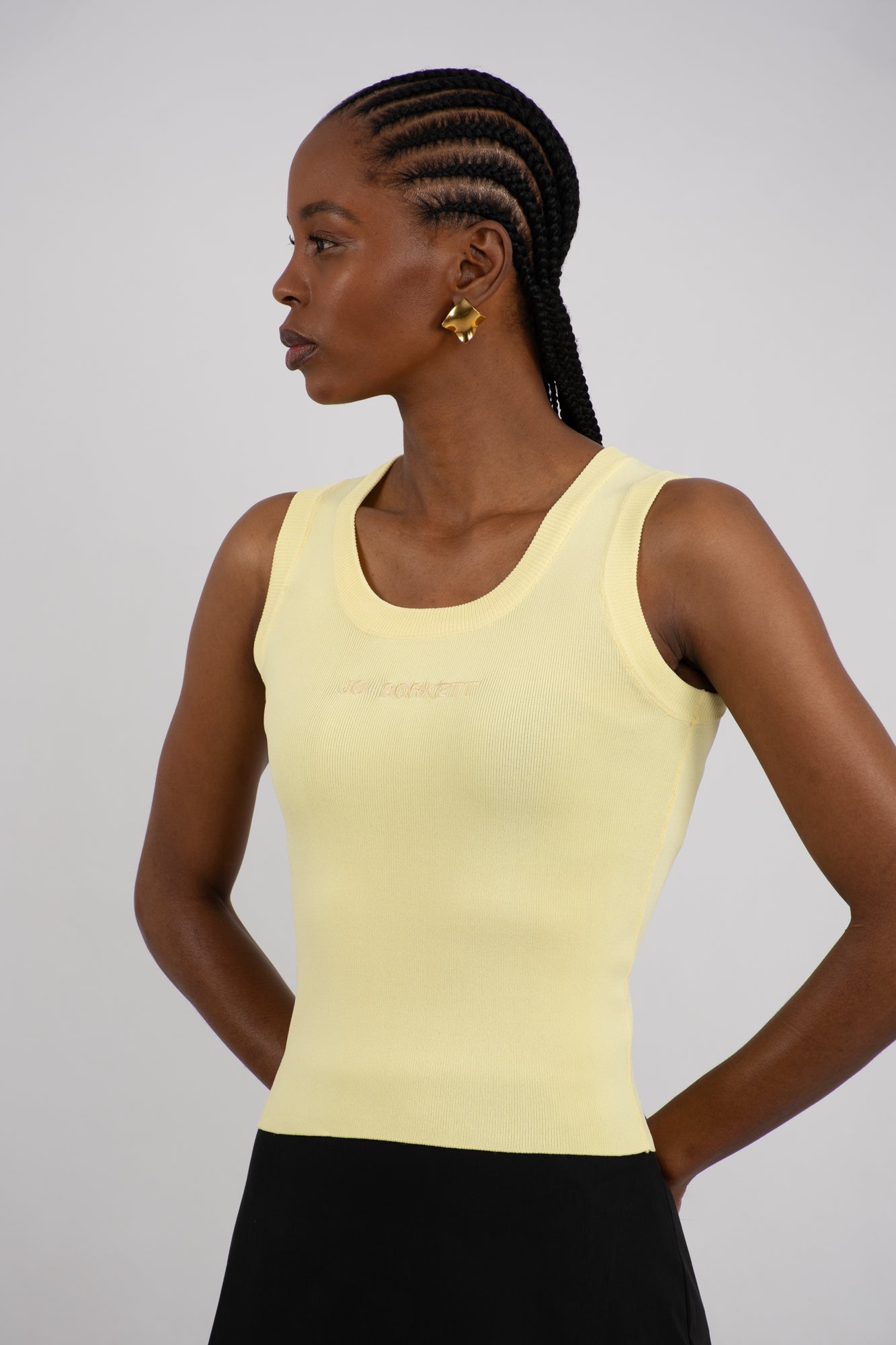 Logo Knitted Tank Top - Butter